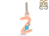 Turquoise & White Topaz Alphabet Z Pendant TRQ-RDA-52.