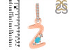 Turquoise & White Topaz Alphabet Z Pendant TRQ-RDA-52.