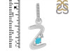 Turquoise & White Topaz Alphabet Z Pendant TRQ-RDA-52.