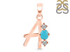 Turquoise & White Topaz Alphabet A Pendant TRQ-RDA-53.