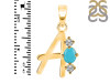 Turquoise & White Topaz Alphabet A Pendant TRQ-RDA-53.