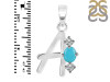 Turquoise & White Topaz Alphabet A Pendant TRQ-RDA-53.