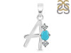 Turquoise & White Topaz Alphabet A Pendant TRQ-RDA-53.