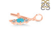 Turquoise & White Topaz Alphabet A Pendant TRQ-RDA-53.