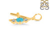 Turquoise & White Topaz Alphabet A Pendant TRQ-RDA-53.