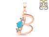 Turquoise & White Topaz Alphabet B Pendant TRQ-RDA-54.
