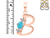 Turquoise & White Topaz Alphabet B Pendant TRQ-RDA-54.