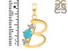 Turquoise & White Topaz Alphabet B Pendant TRQ-RDA-54.
