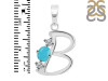 Turquoise & White Topaz Alphabet B Pendant TRQ-RDA-54.