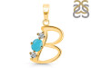 Turquoise & White Topaz Alphabet B Pendant TRQ-RDA-54.