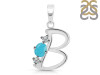 Turquoise & White Topaz Alphabet B Pendant TRQ-RDA-54.