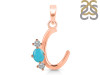 Turquoise & White Topaz Alphabet C Pendant TRQ-RDA-55.