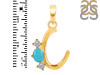 Turquoise & White Topaz Alphabet C Pendant TRQ-RDA-55.