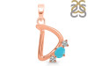 Turquoise & White Topaz Alphabet D Pendant TRQ-RDA-56.