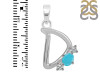 Turquoise & White Topaz Alphabet D Pendant TRQ-RDA-56.