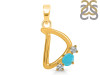 Turquoise & White Topaz Alphabet D Pendant TRQ-RDA-56.