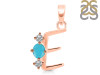Turquoise & White Topaz Alphabet E Pendant TRQ-RDA-57.