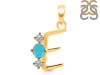 Turquoise & White Topaz Alphabet E Pendant TRQ-RDA-57.