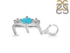 Turquoise & White Topaz Alphabet E Pendant TRQ-RDA-57.
