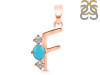 Turquoise & White Topaz Alphabet F Pendant TRQ-RDA-58.