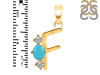 Turquoise & White Topaz Alphabet F Pendant TRQ-RDA-58.