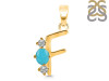 Turquoise & White Topaz Alphabet F Pendant TRQ-RDA-58.