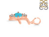 Turquoise & White Topaz Alphabet F Pendant TRQ-RDA-58.