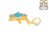 Turquoise & White Topaz Alphabet F Pendant TRQ-RDA-58.