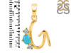 Turquoise & White Topaz Alphabet G Pendant TRQ-RDA-59.