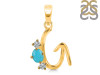 Turquoise & White Topaz Alphabet G Pendant TRQ-RDA-59.