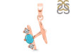 Turquoise & White Topaz Alphabet H Pendant TRQ-RDA-60.
