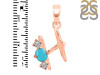 Turquoise & White Topaz Alphabet H Pendant TRQ-RDA-60.