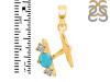 Turquoise & White Topaz Alphabet H Pendant TRQ-RDA-60.