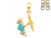 Turquoise & White Topaz Alphabet H Pendant TRQ-RDA-60.