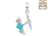Turquoise & White Topaz Alphabet H Pendant TRQ-RDA-60.