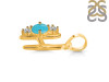 Turquoise & White Topaz Alphabet H Pendant TRQ-RDA-60.