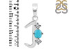Turquoise & White Topaz Alphabet J Pendant TRQ-RDA-62.