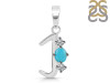 Turquoise & White Topaz Alphabet J Pendant TRQ-RDA-62.