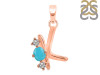 Turquoise & White Topaz Alphabet K Pendant TRQ-RDA-63.