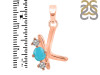 Turquoise & White Topaz Alphabet K Pendant TRQ-RDA-63.
