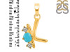 Turquoise & White Topaz Alphabet K Pendant TRQ-RDA-63.