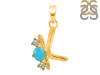 Turquoise & White Topaz Alphabet K Pendant TRQ-RDA-63.
