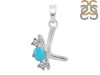 Turquoise & White Topaz Alphabet K Pendant TRQ-RDA-63.