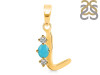 Turquoise & White Topaz Alphabet L Pendant TRQ-RDA-64.