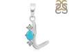 Turquoise & White Topaz Alphabet L Pendant TRQ-RDA-64.