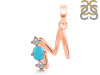 Turquoise & White Topaz Alphabet M Pendant TRQ-RDA-65.