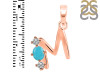 Turquoise & White Topaz Alphabet M Pendant TRQ-RDA-65.