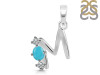 Turquoise & White Topaz Alphabet M Pendant TRQ-RDA-65.