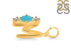 Turquoise & White Topaz Alphabet M Pendant TRQ-RDA-65.