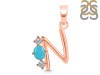 Turquoise & White Topaz Alphabet N Pendant TRQ-RDA-66.